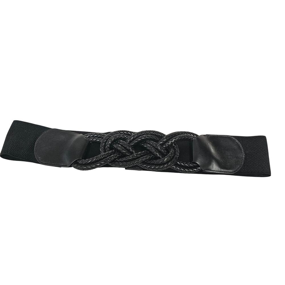 Rampage Chic Black Stretch Waist Braided Belt (38") - Picture 2 of 5